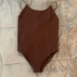 zara seamless brown bodysuit